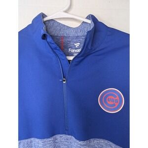 Fanatics Chicago Cubs Mens Small Blue Heathered Quarter Zip Pullover MLB Shirt